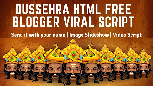 Happy Dussehra HTML blogger script🔥Free wishing festival website script🔥Whatsapp viral script