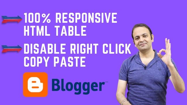 Create Responsive Table & Disable Copy Paste Right Click